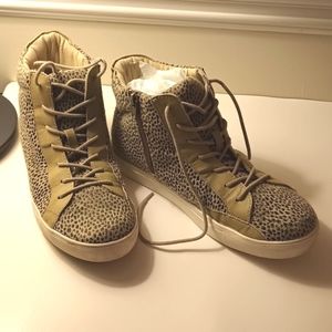 Leopard Print Suede Sneakers Size 9